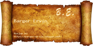 Barger Ervin névjegykártya
